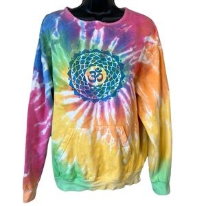 Om yoga mandala tie dye sweatshirt with cut out neck